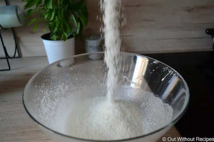 Adding coconut to eggs