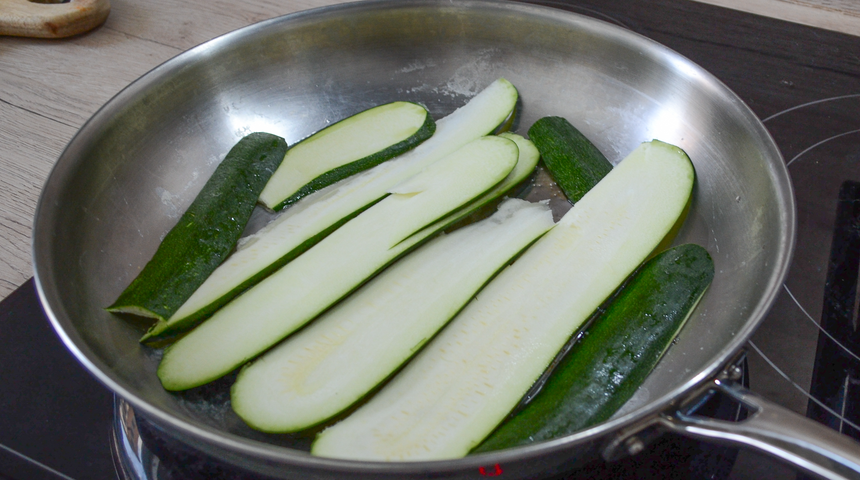 Zucchini on a frying pan