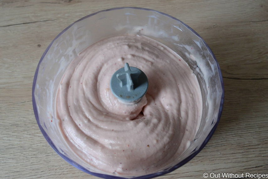 Frozen Bananas and Strawberry crushed with blender